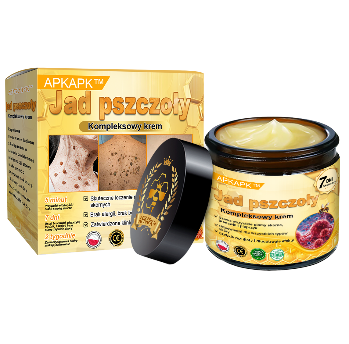 ΑPΚΑPK™ Jad Pszczoły Kompleksowy Krem🥇pomaga w leczeniu problemów skórnych, takich jak: zmarszczki, blizny, plamy pigmentacyjne, rozstępy, trądzik, łuszczyca, egzema, zmiany skórne, podrażnienia, stany zapalne i inne problemy skórne🔥